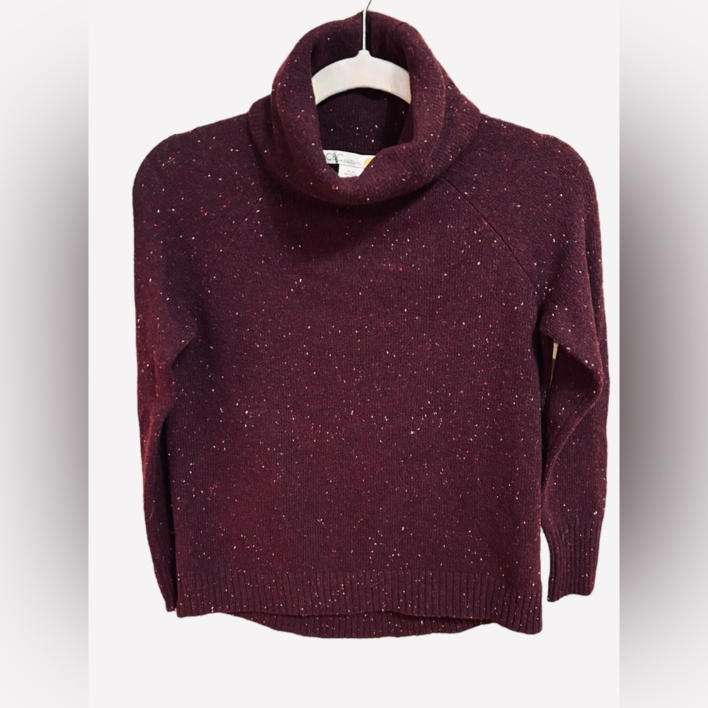 C&C California Wool Blend Sweater Women's XS Pullover Turtleneck Speckled Wine